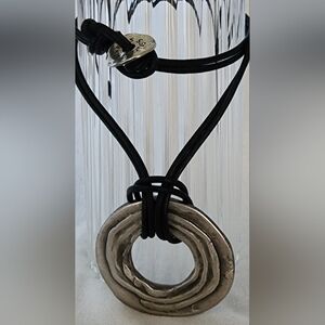 Contemporary Silver and Black Necklace with Sculptural Pendant